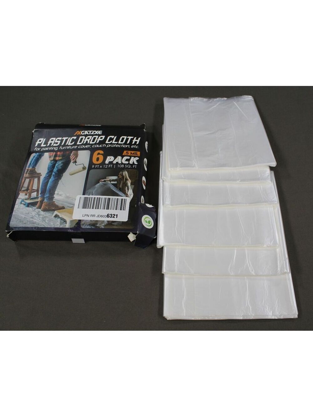 6-Pack Plastic Drop Cloths 9x12 ft 0.5 Mil Painting Sheeting